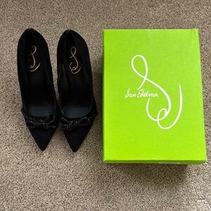 Sam Edelman Black Stiletto Heels with Bow Detail